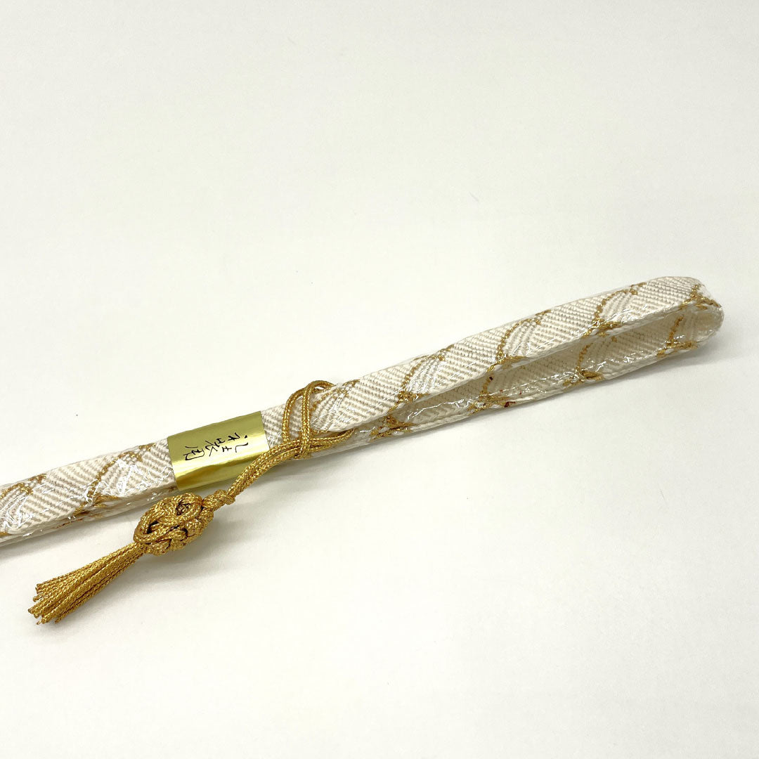 (New Old Stock) Obiage & Obijime Set, Pure Silk, NEW Rank, White, Classic Pattern, Floral Pattern, Kimefusa, Length approx. 158cm, Width approx. 1.7cm, Formal, White-based 1141000471311