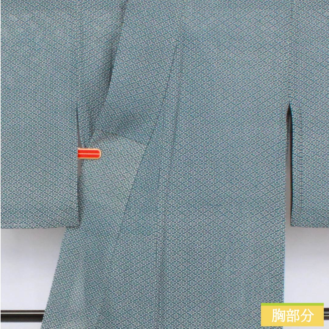 Summer Pure Silk Komon Kimono, Length 152.5cm, Sleeve Length 65.5cm, Indigo Iron (Aite-iro) Color, Edo Komon Pattern, Stencil Dyed, Abstract Pattern, Ro, Rank B, Blue, Product Code: 1132002774217