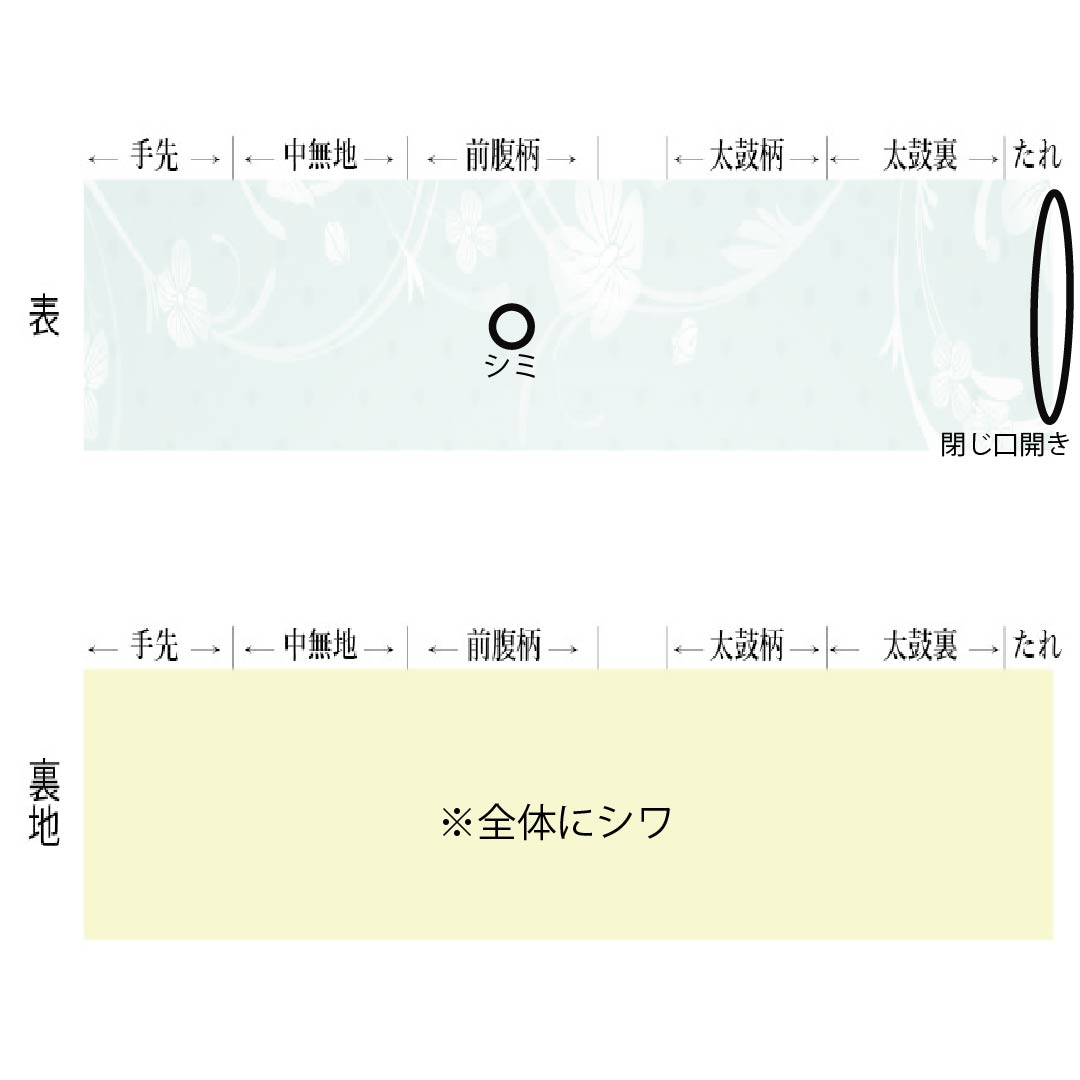 半幅帯 ポリエステル Aランク 雲井鼠色(くもいねずいろ) 牙黄色(げおういろ) 菊 縞 広幅 帯丈389cm グレー系 1125005703322