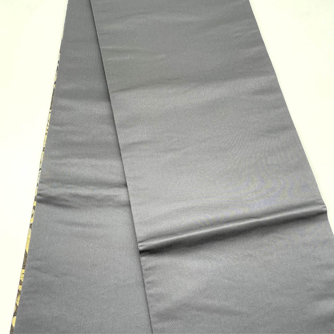 (未仕立)袋帯 憲房色(けんぼういろ) 金唐皮(きんからかわ) 抽象模様 帯丈474cm 正絹 Sランク 六通 フォーマル 茶系 1123006072414