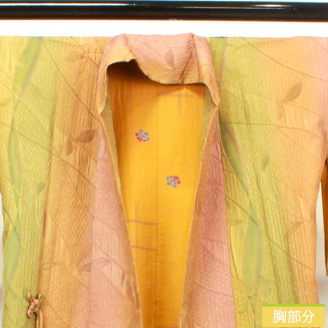 Travel wear, pure silk, length 100cm, sleeve length 67.5cm, floral pattern, S rank, lined, gradient, 1117000622999