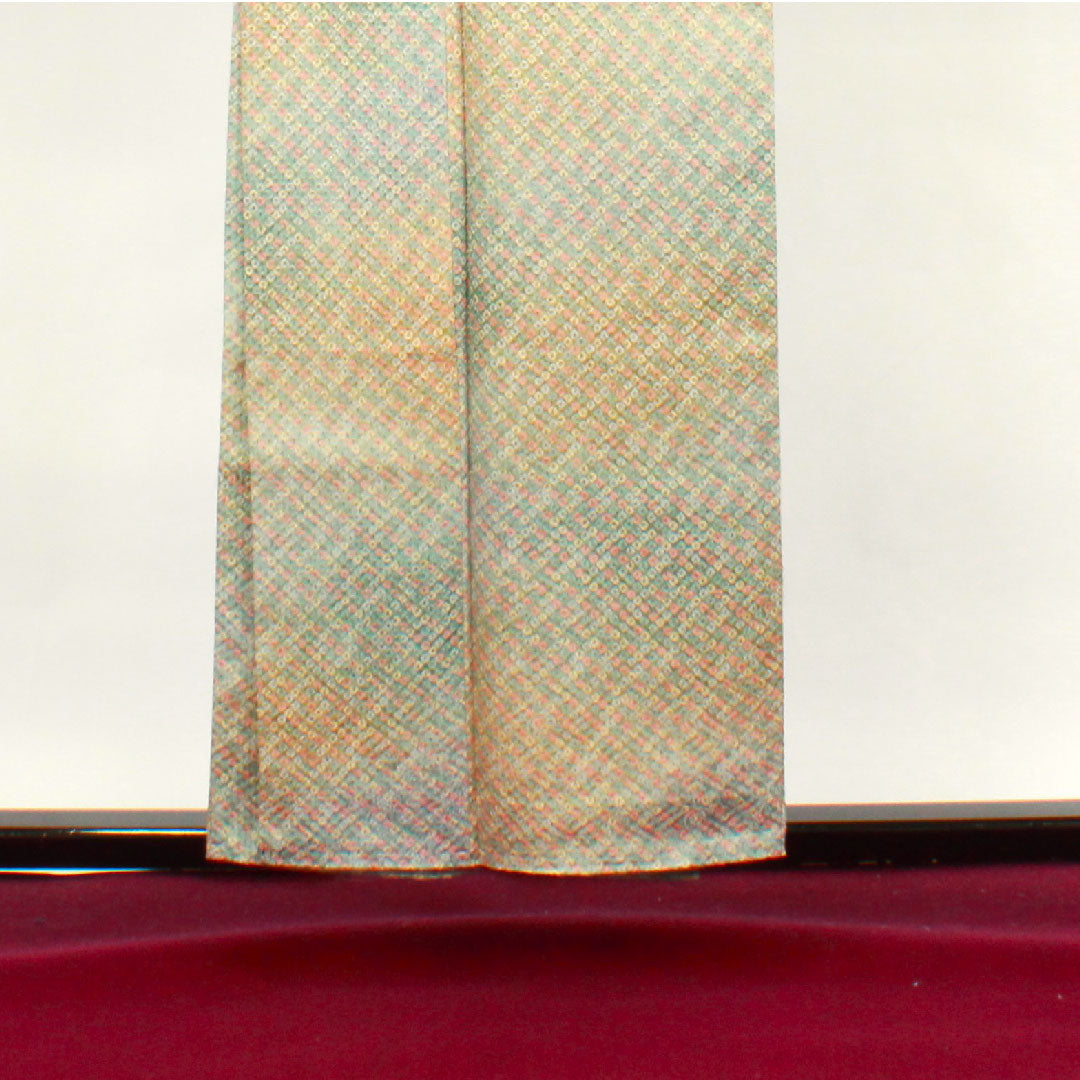 小紋 身丈156cm 裄丈62.5cm 袷 絞り 鹿の子絞り 正絹 Aランク グラデ 1115003103399