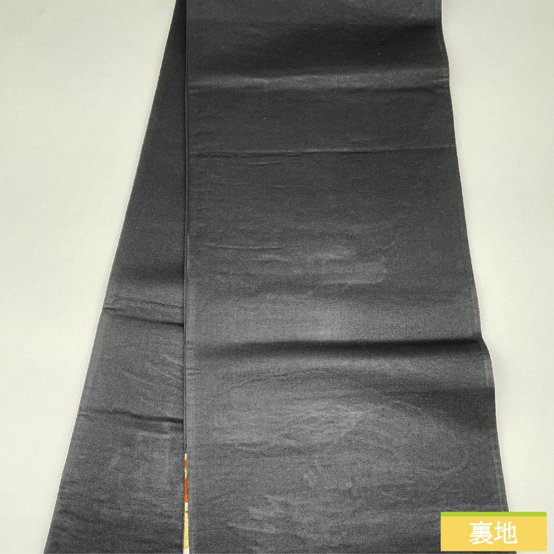 袋帯 黒色 華文 鳳凰 帯丈414cm 正絹 Sランク 六通 フォーマル 黒系 1123010022310