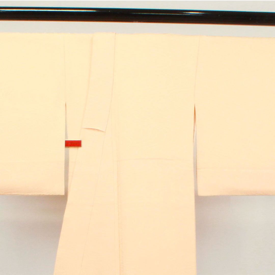 色無地 正絹 薄肌色 流水 五三桐 身丈153.5cm 裄丈64cm 袷 Aランク 橙系 1114000993226