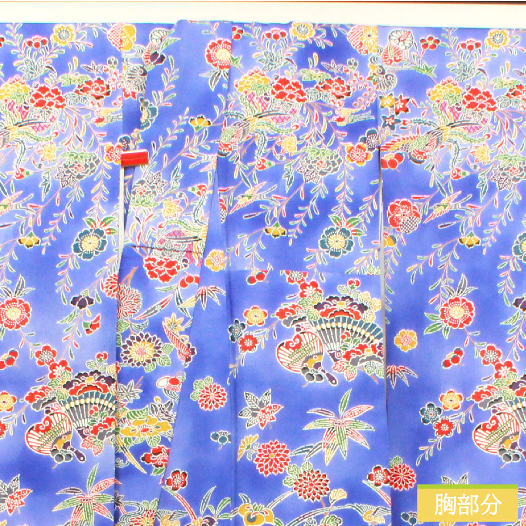 振袖 正絹 身丈156cm 裄丈62.5cm 袷 京紅型 吉祥文様 Aランク 紺系 1113001893318