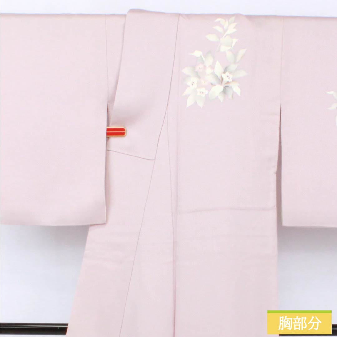 訪問着 正絹 Aランク 袷 身丈153.5cm 裄丈62.5cm 白梅色(しらうめいろ) 花 紫系 1112007573220