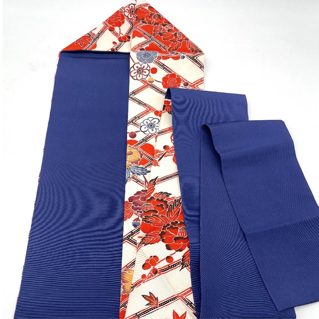 名古屋帯 白色 京紅型 牡丹 梅 竹 帯丈364.5cm 正絹 Aランク ポイント柄 カジュアル 白系 1124004803311 名古屋仕立て