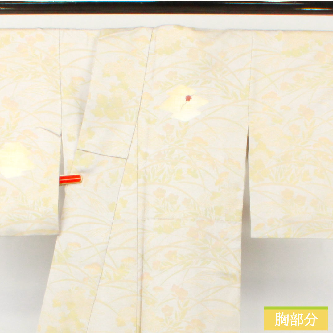 訪問着 正絹 袷 身丈159.5cm 裄丈64.5cm 銀白色(ぎんはくしょく) 京友禅 吉祥文様 Sランク グレー系 1112004772322