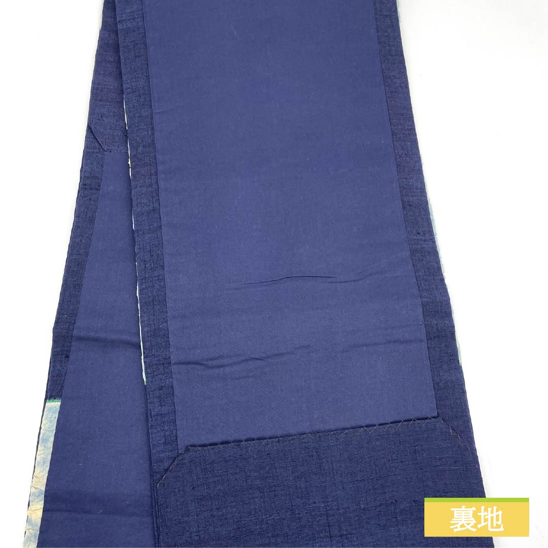 Nagoya obi, white and deep blue, tie-dyed, by an artist, Tsujigahana, obi length 360cm, pure silk, rank S, point pattern, casual, light blue, 1124007032324, open style