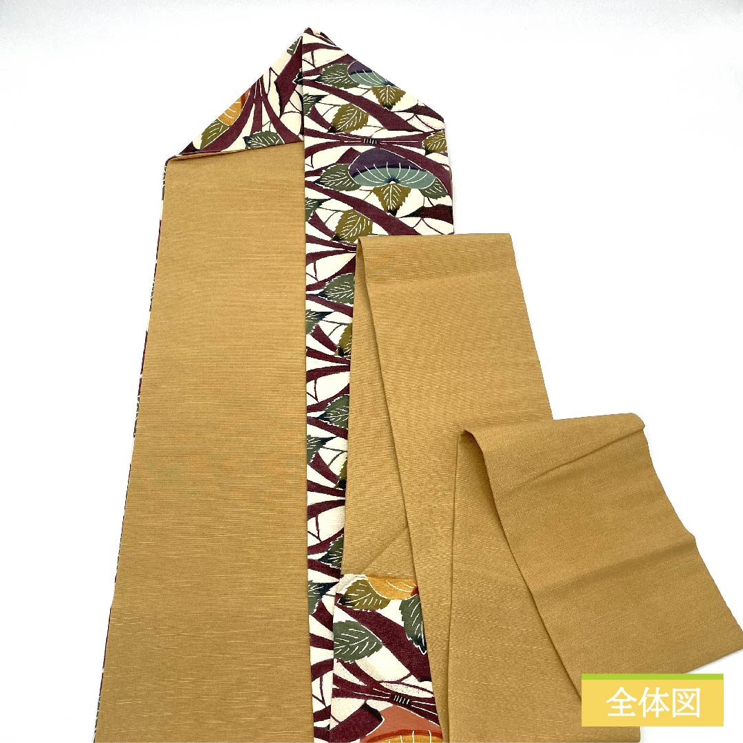 名古屋帯 正絹 生成り色(きなりいろ) 抽象草花模様 帯丈366cm Sランク 六通 カジュアル 白系 1124006382311 名古屋仕立て