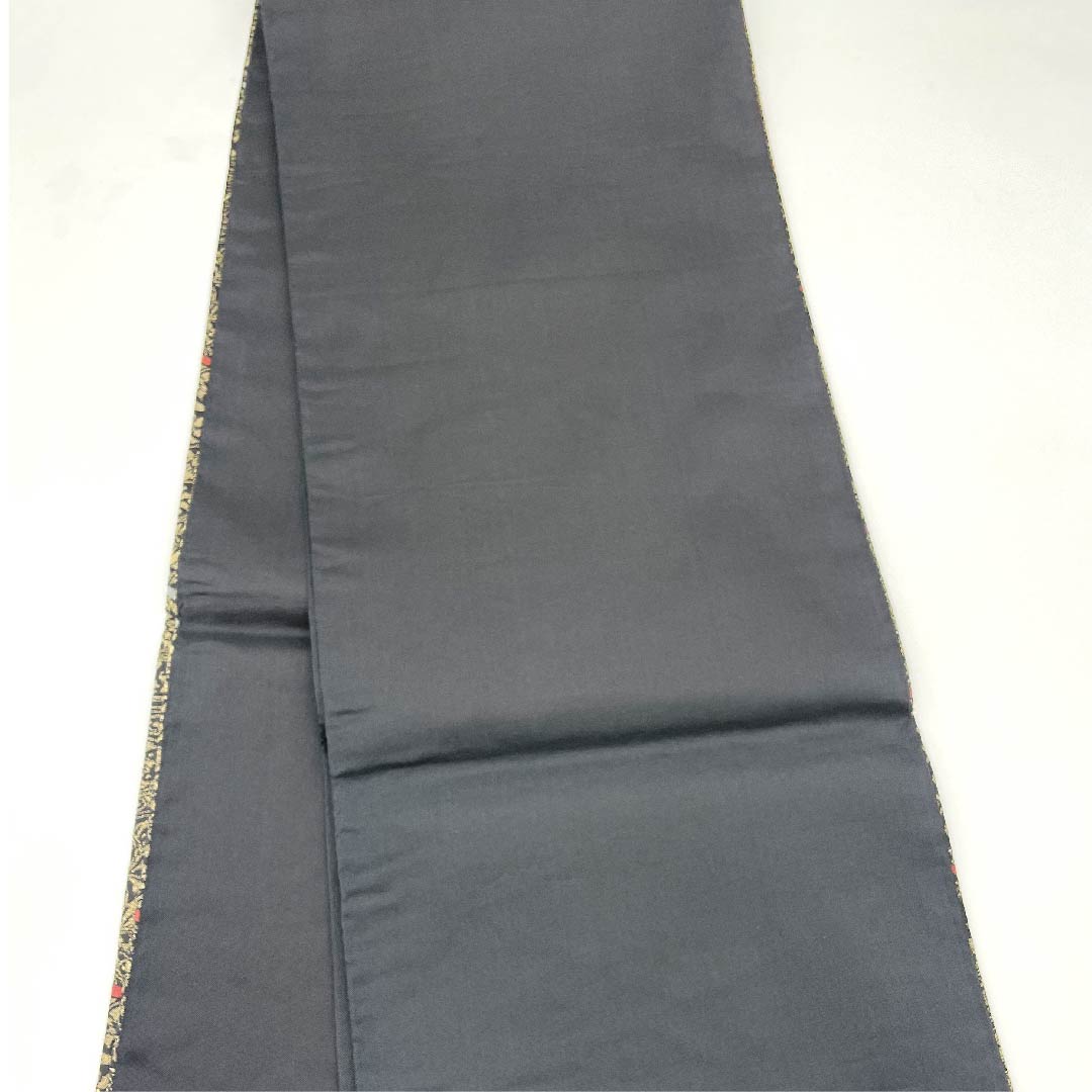 袋帯 黒色 切り嵌め風 七宝 更紗 亀甲 帯丈432cm 正絹 Sランク 六通 カジュアル 黒系 1123008832310