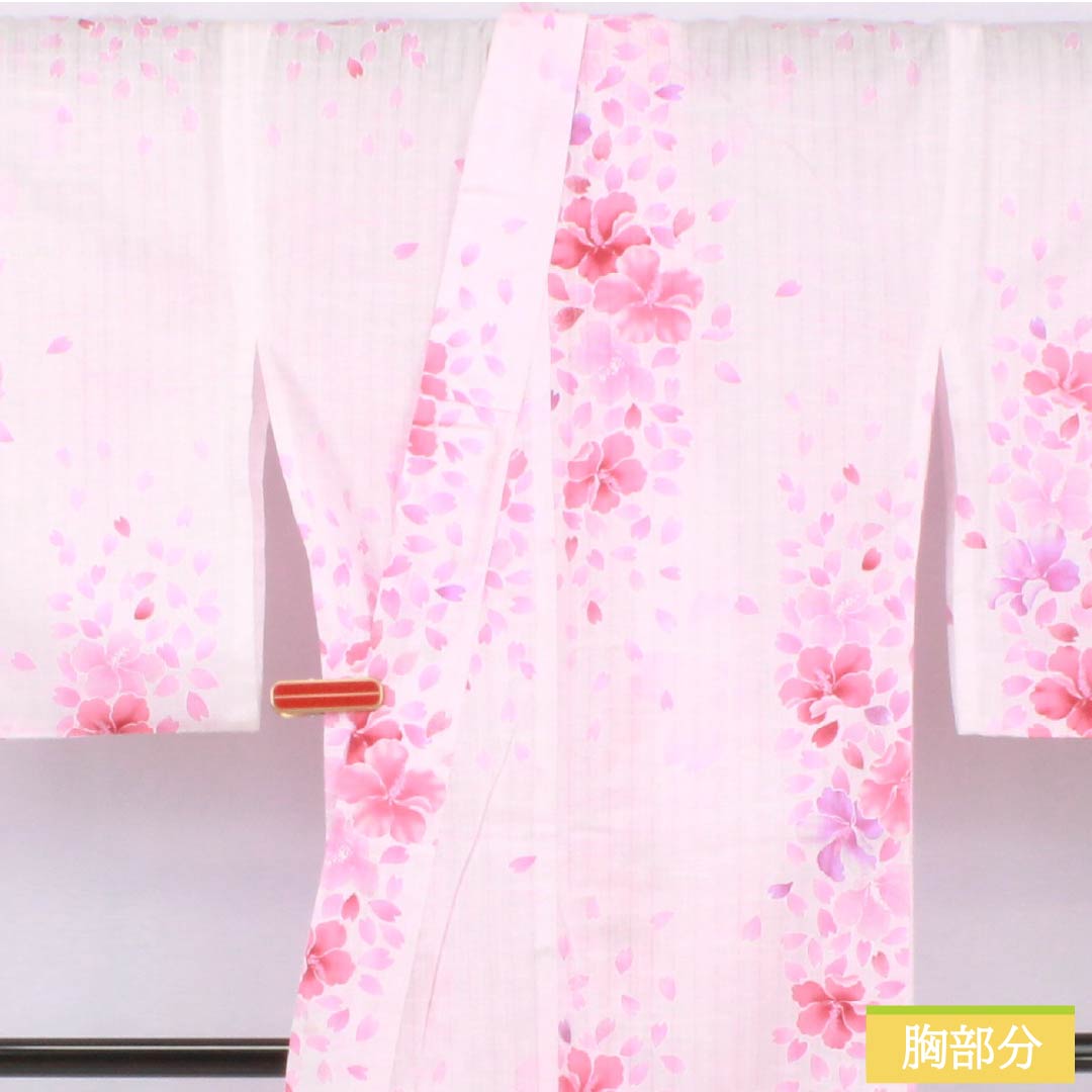 浴衣 木綿 身丈164cm 裄丈66cm Aランク 単衣 ピンク系 桜色(さくらいろ) 洋花 ラメ 1118006213413