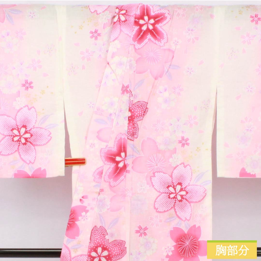 浴衣 木綿 身丈165.5cm 裄丈65cm Aランク 単衣 ピンク系 浅紅色(あさべにいろ) 桜 ラメ 1118006123513