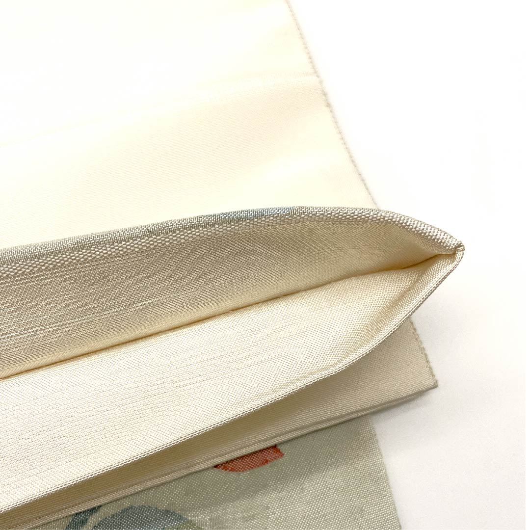 袋帯 胡粉色(ごふんいろ) 抽象模様 すくい技法 帯丈442cm 正絹 Sランク ポイント柄 カジュアル 白系 1123003002311