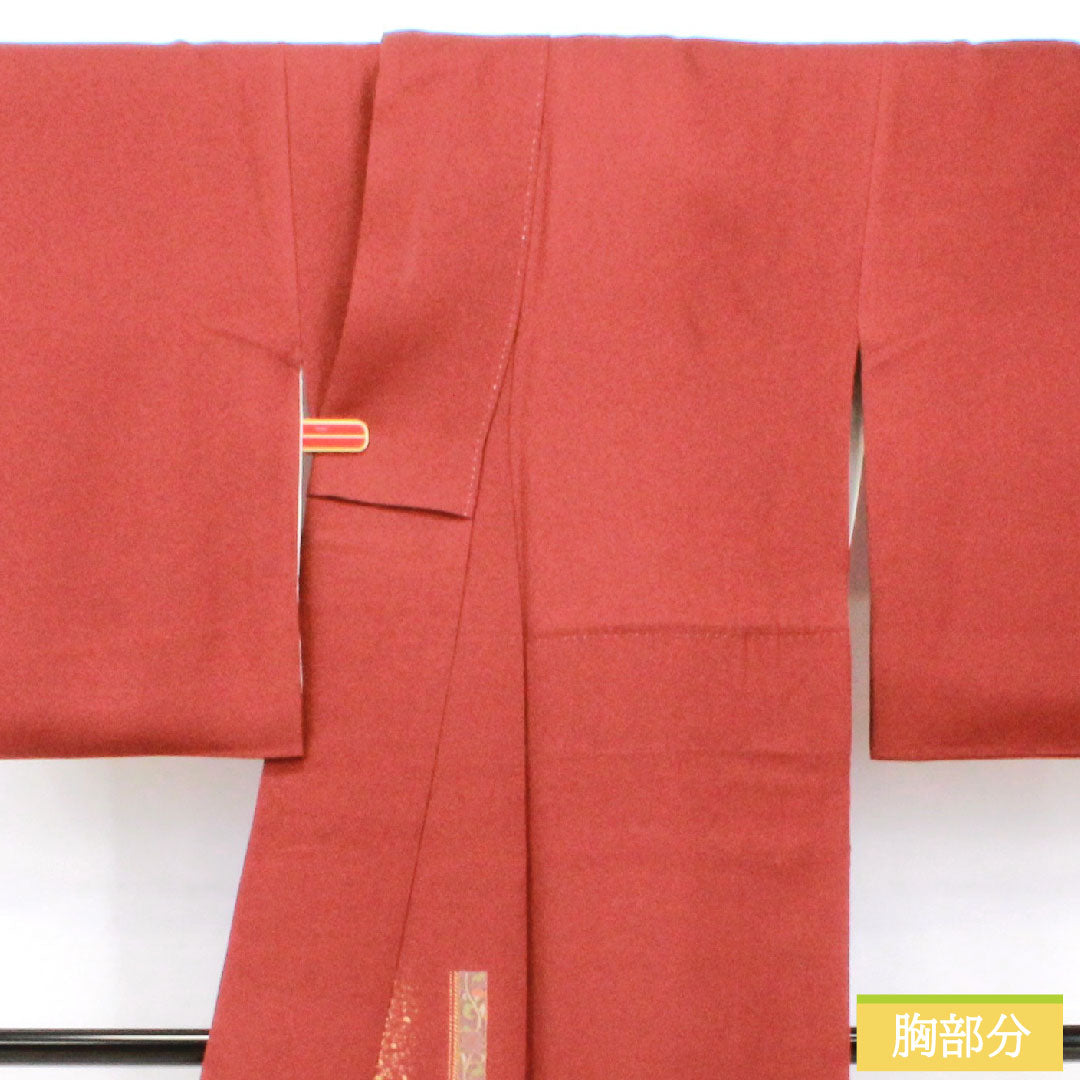 訪問着 正絹 袷 身丈162.5cm 裄丈64cm 赤銅色(しゃくどういろ) 京友禅 抽象模様 Aランク 茶系 1112005973414