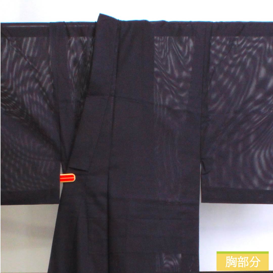 男物 ポリエステル Sランク 身丈148cm 裄丈66.5cm 深紫色(ふかきむらさきいろ) 洗える着物 絽 紫系 1119000982420