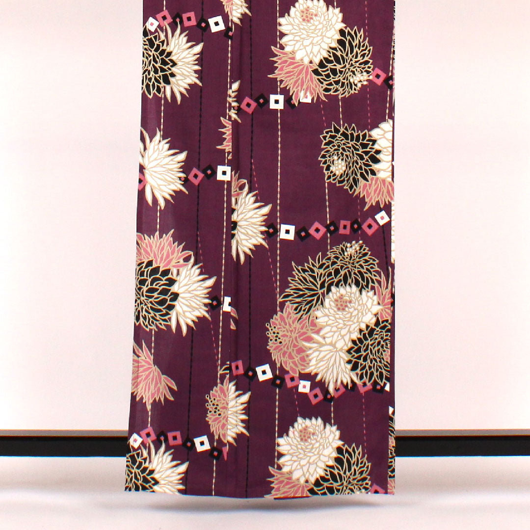 (新古品)浴衣 菊 木綿 Sランク 単衣 身丈163.5cm 裄丈67cm 紫系 1118000152420