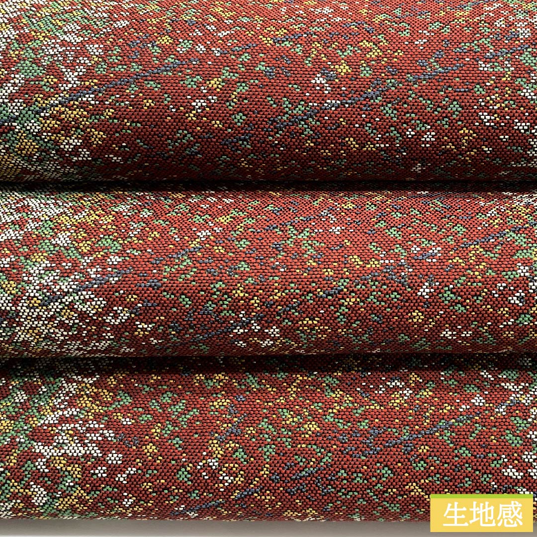 名古屋帯 赤銅色 抽象模様 帯丈355cm 正絹 Sランク 全通 カジュアル 茶系 1124005522314 松葉仕立て