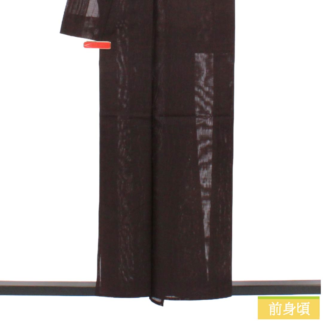 夏物 ポリエステル 色無地 Sランク 身丈156cm 裄丈62cm 褐色(かちいろ) 抽象模様 紗 紫系 1132004562320