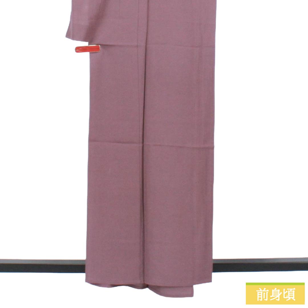 夏物 正絹 色無地 Sランク 身丈159.5cm 裄丈64.5cm 牡丹鼠色(ぼたんねずいろ) 中陰五三桐 一つ紋 しつけ糸付き 絽 紫系 1132003652320