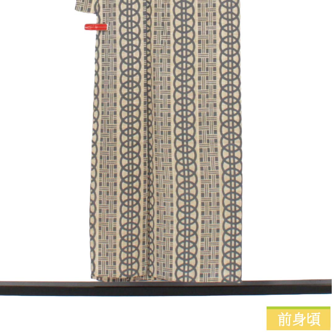メンズ浴衣 木綿 Sランク 身丈152.5cm 裄丈71cm 砥粉色(とのこいろ) 抽象模様 単衣 ベージュ系 1138000722525