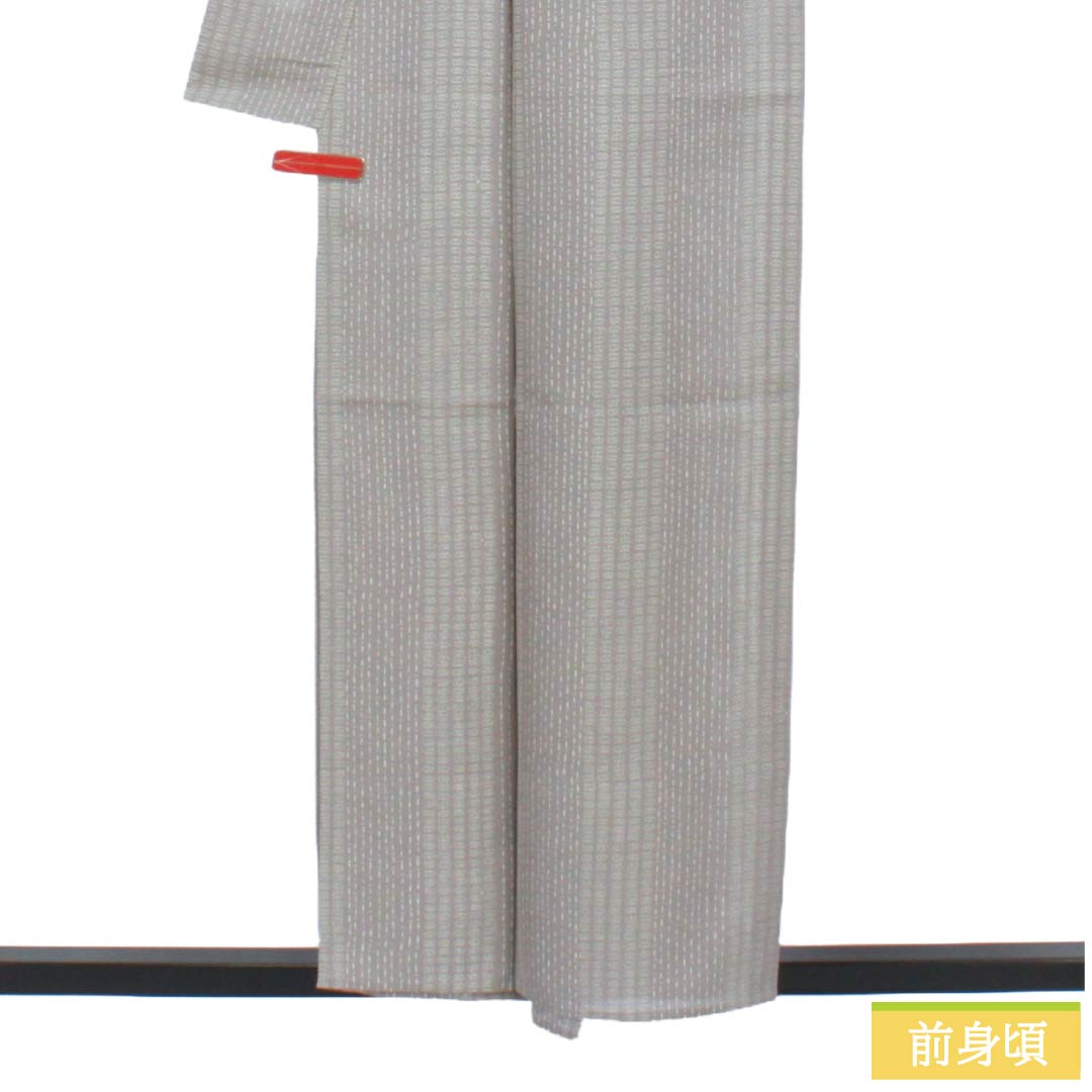 夏物 正絹 小紋 Sランク 身丈156cm 裄丈63.5cm 京極生壁色(きょうごくなまかべいろ) 江戸小紋 抽象模様 絽 グレー系 1132005082322