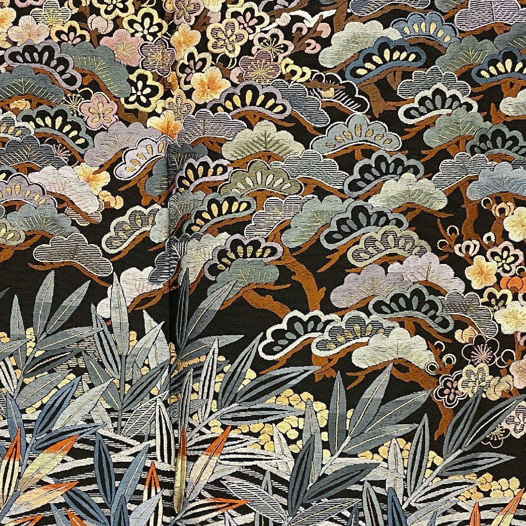 黒留袖 身丈155cm 裄丈63cm 袷 蘇州刺繡 正絹 Aランク 五つ紋 黒系 1111000103310