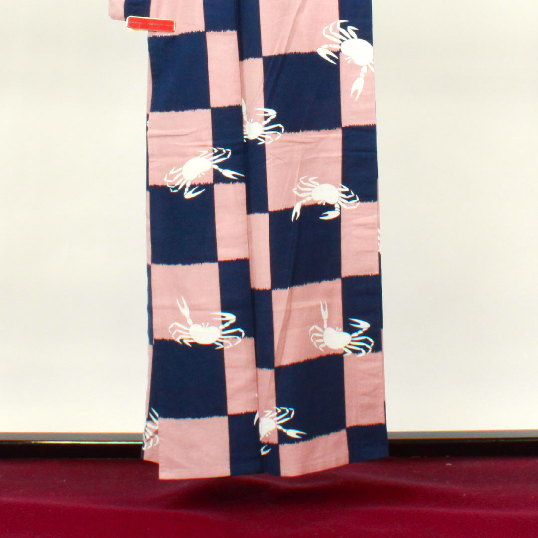 浴衣 市松 カニ 木綿 Aランク 単衣 身丈157cm 裄丈66.5cm グラデーション系 1118002953399