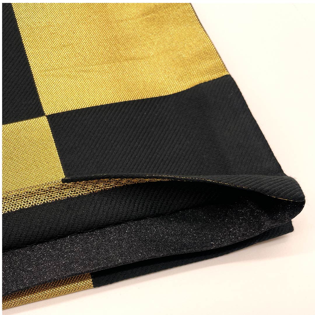袋帯 金色 振袖用 市松 帯丈436cm 正絹 Sランク 六通 フォーマル 金系 1123006422321