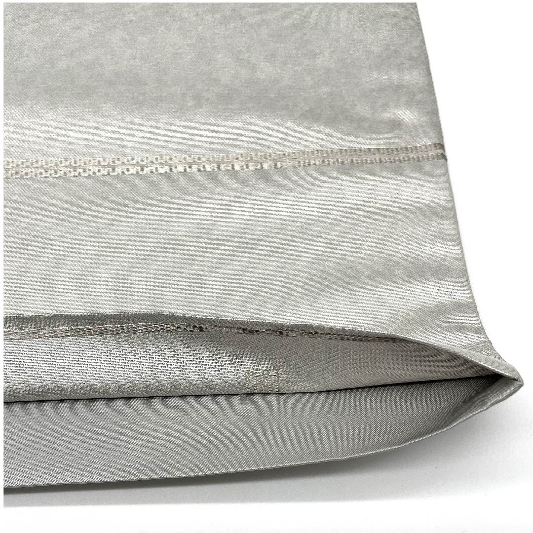 袋帯 白鼠色(しろねずいろ) 紫紘 石畳 帯丈444cm 正絹 Sランク ポイント柄 セミフォーマル 銀系 1123006922322