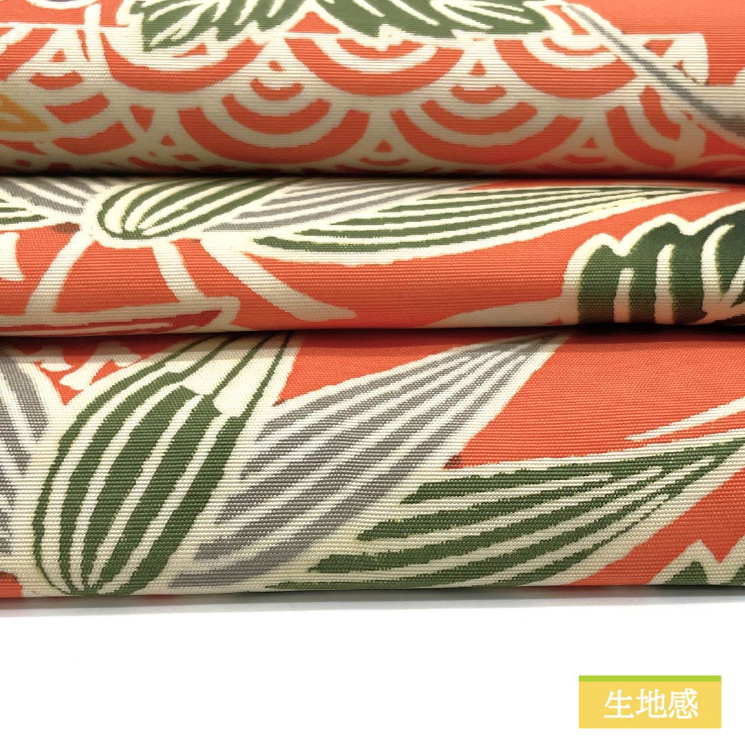 名古屋帯 コーラル色 京紅型 松竹梅 青海波 帯丈370cm 正絹 Aランク 全通 カジュアル 橙系 1124006653326 名古屋仕立て