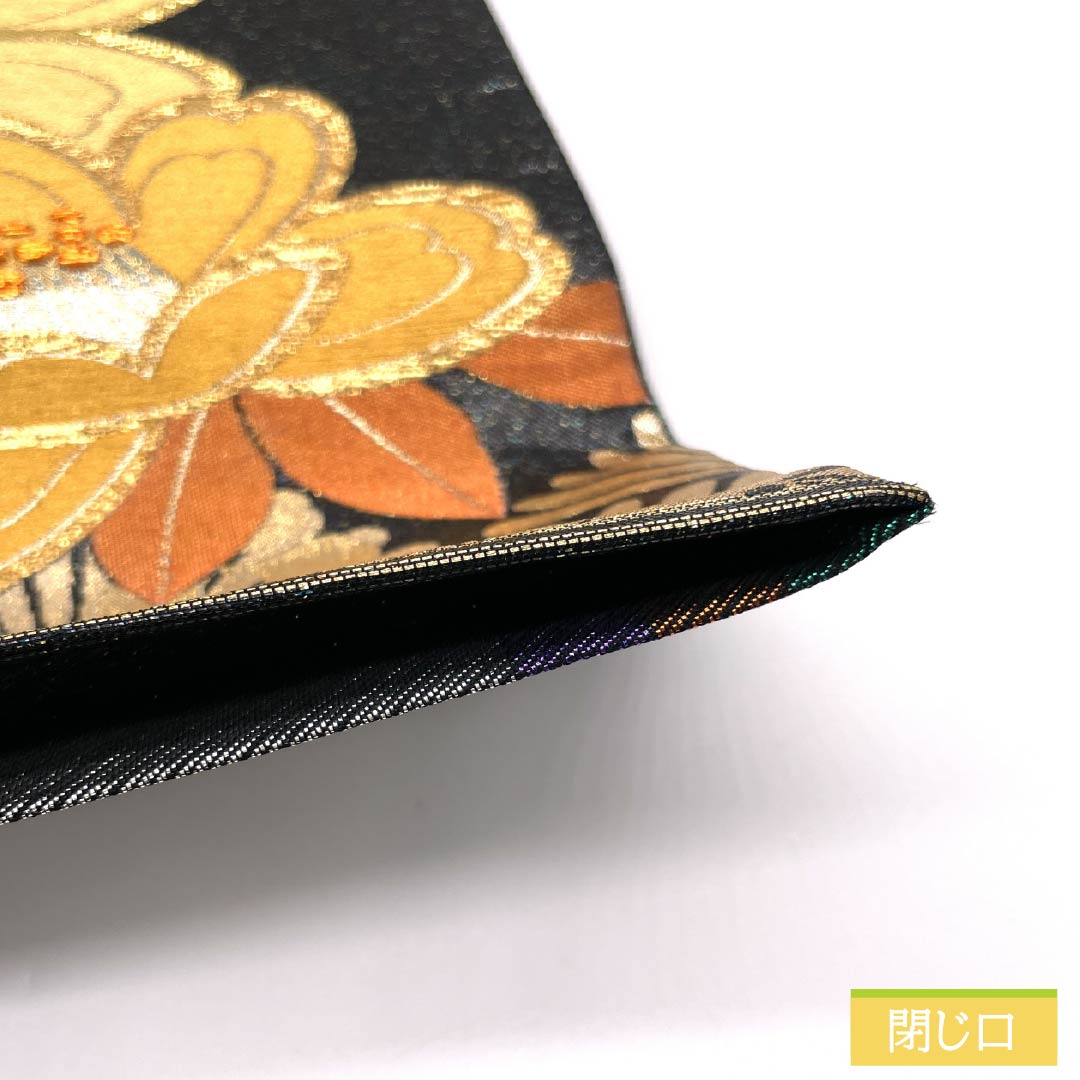 袋帯 正絹 碧緑色(へきりょくいろ) 振袖用 牡丹 藤の花 扇 帯丈430cm Sランク 六通 フォーマル 緑系 1123013602319