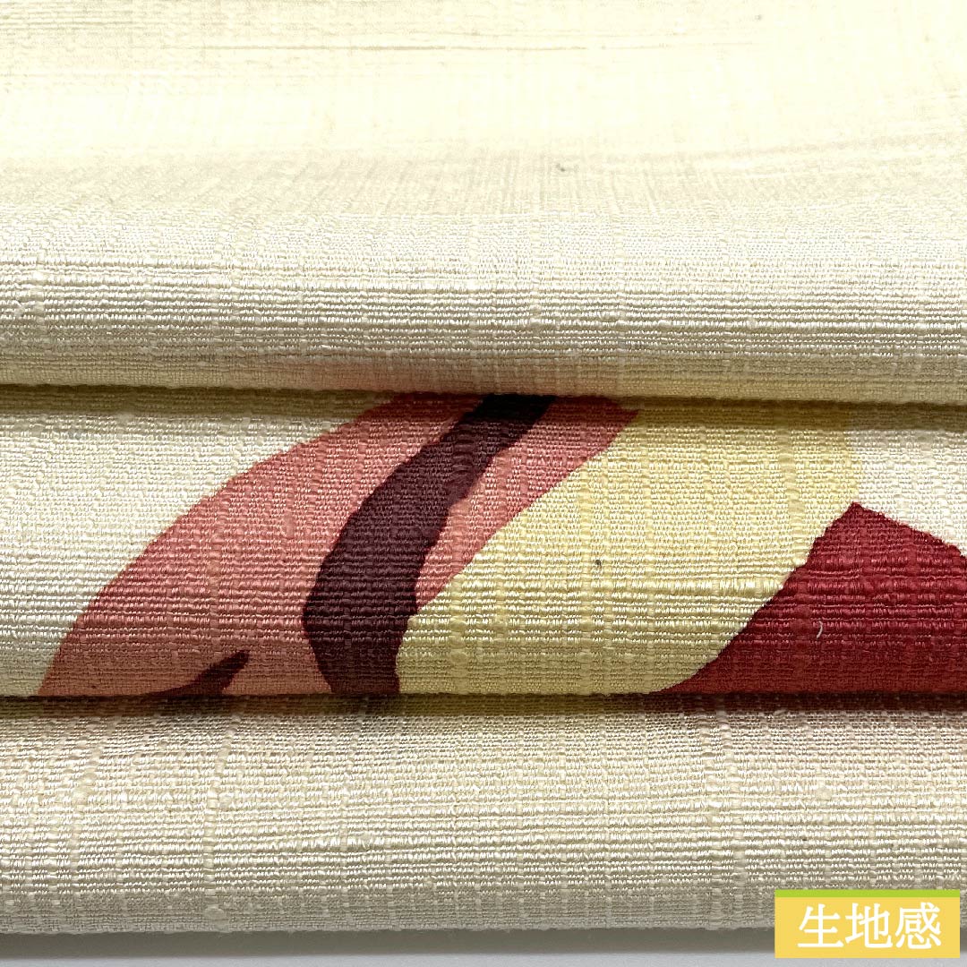 Nagoya obi, natural color, dyed obi, pongee fabric, abstract pattern, obi length 374.5cm, pure silk, S rank, point pattern, casual, cream color, 1124005982315, pine needle style
