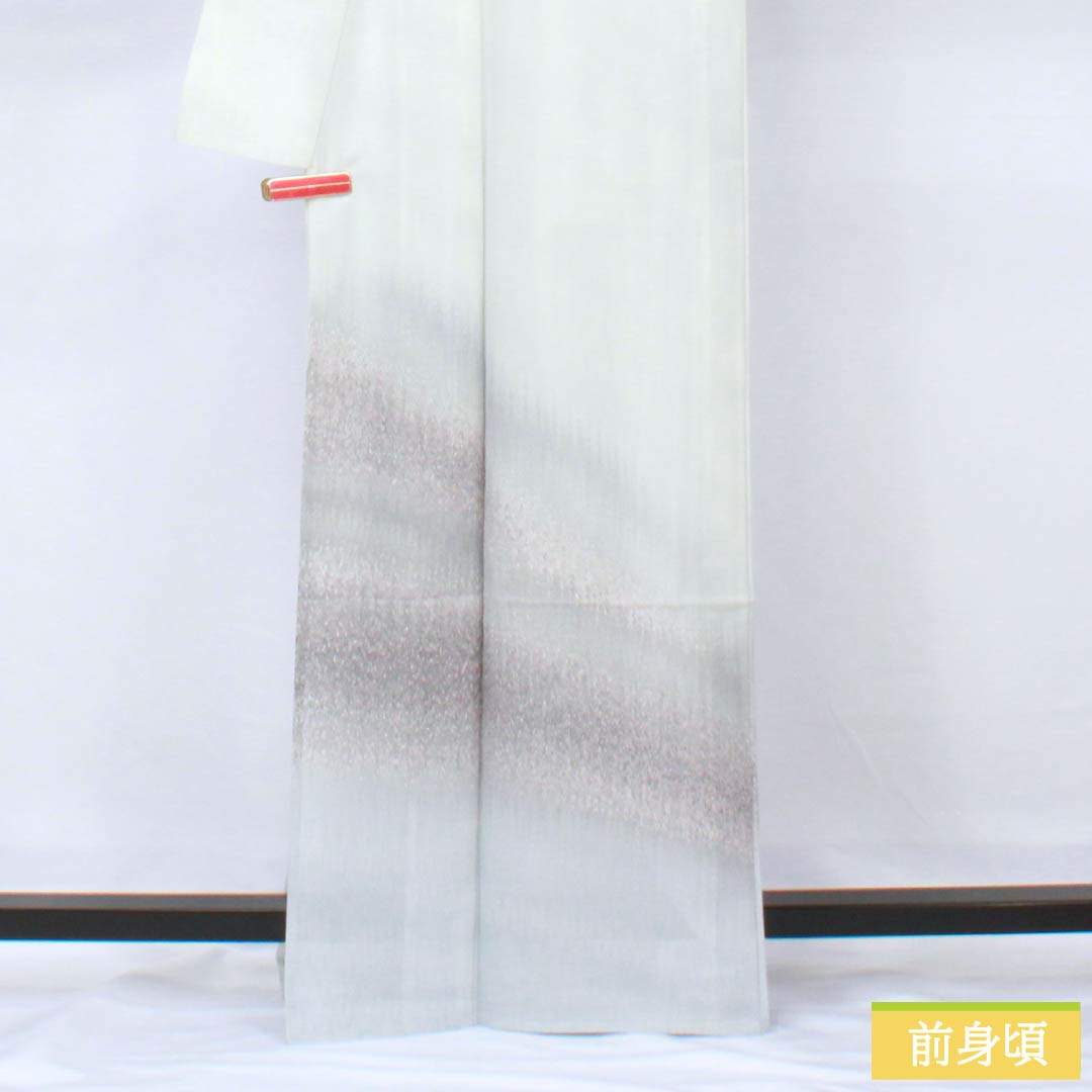 夏物 ポリエステル 訪問着 身丈165cm 裄丈65.5cm 墨流し染 洗える着物 絽 Aランク 水色系 1132002233524
