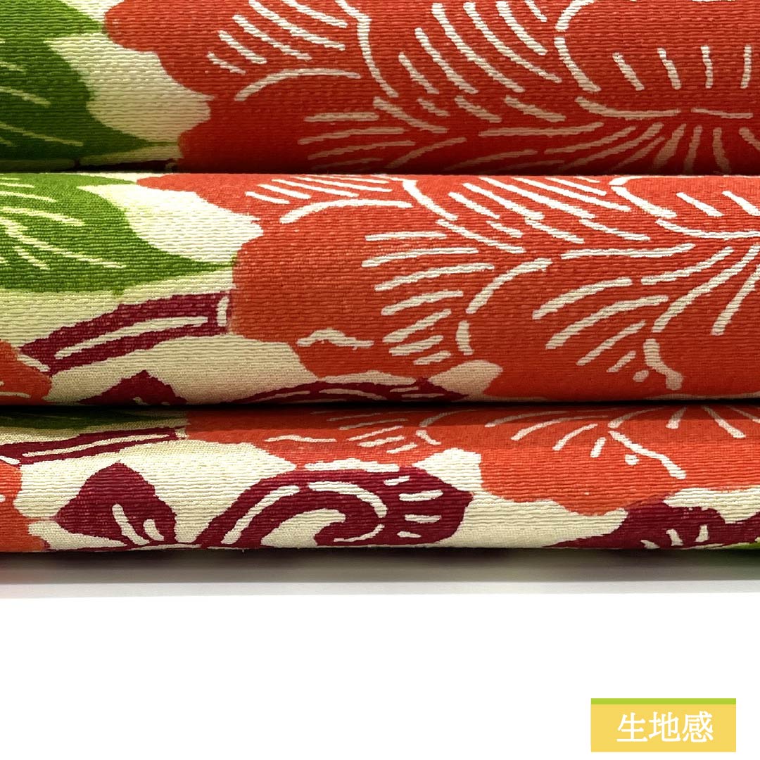 名古屋帯 乳白色色(にゅうはくしょくいろ) 京紅型 牡丹 花唐草 帯丈349cm 正絹 Aランク 六通 カジュアル クリーム系 1124007373315 名古屋仕立て