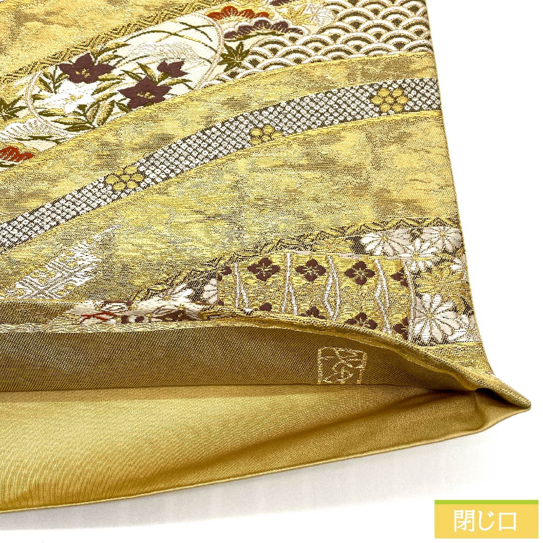 袋帯 金色 吉祥文様 加納幸 帯丈428cm 正絹 Sランク 六通 フォーマル 金系 1123009782321