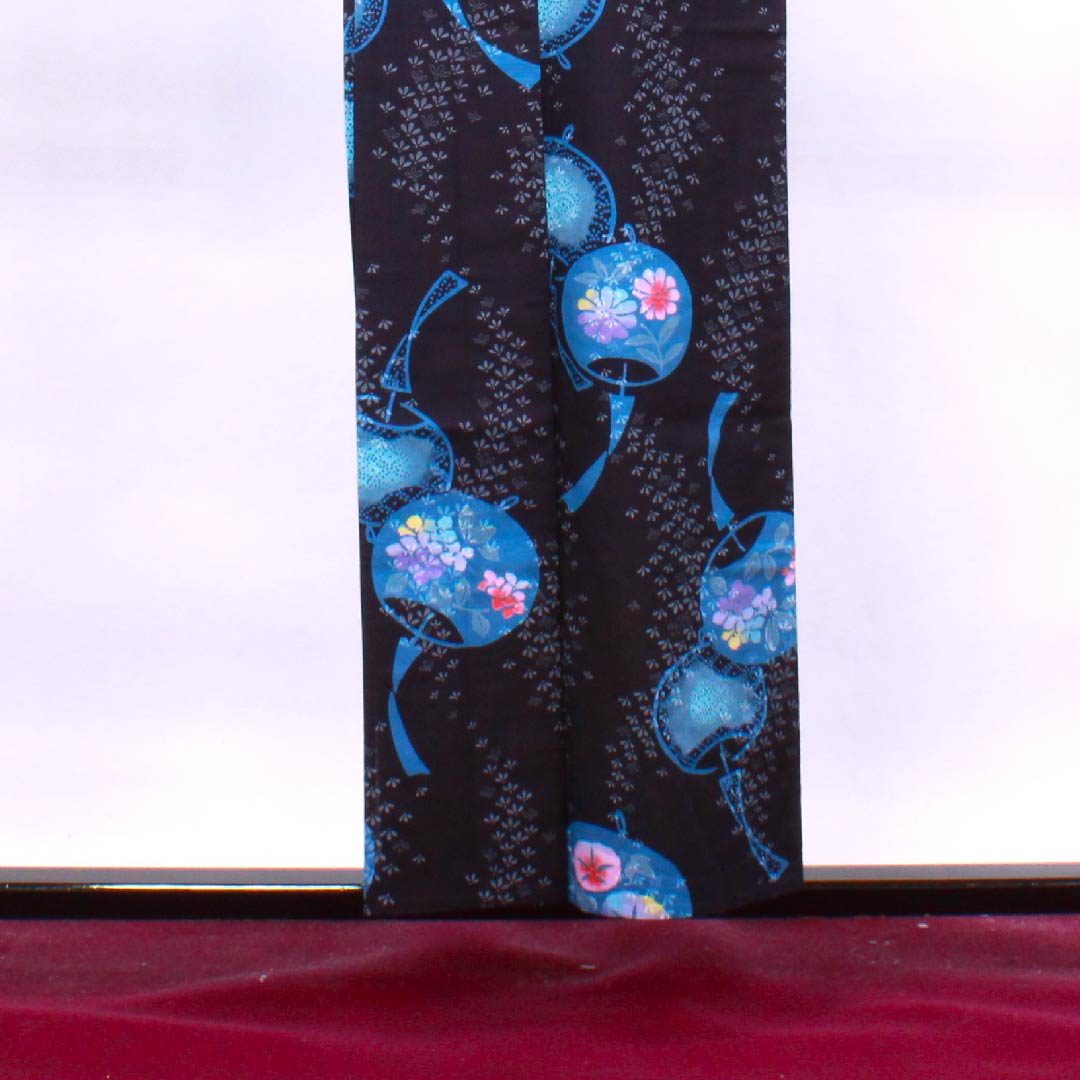 浴衣 濃紺色 風鈴 木綿 Sランク 単衣 身丈154cm 裄丈63.5cm 紺系 1118004382218