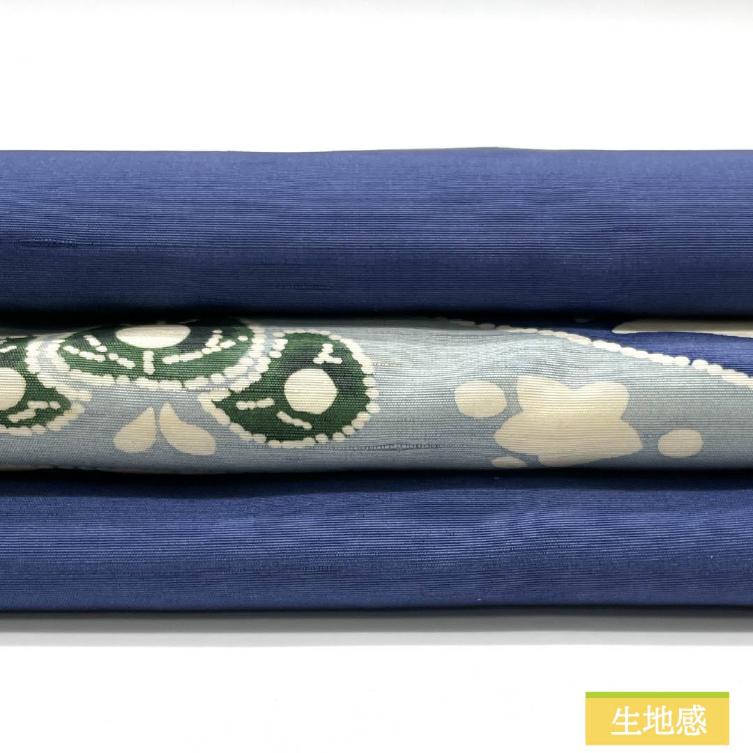 名古屋帯 韓藍色(からあいいろ) 紬地 辻ヶ花 染め帯 帯丈358cm 正絹 Bランク ポイント柄 カジュアル 青系 1124008264317 名古屋仕立て