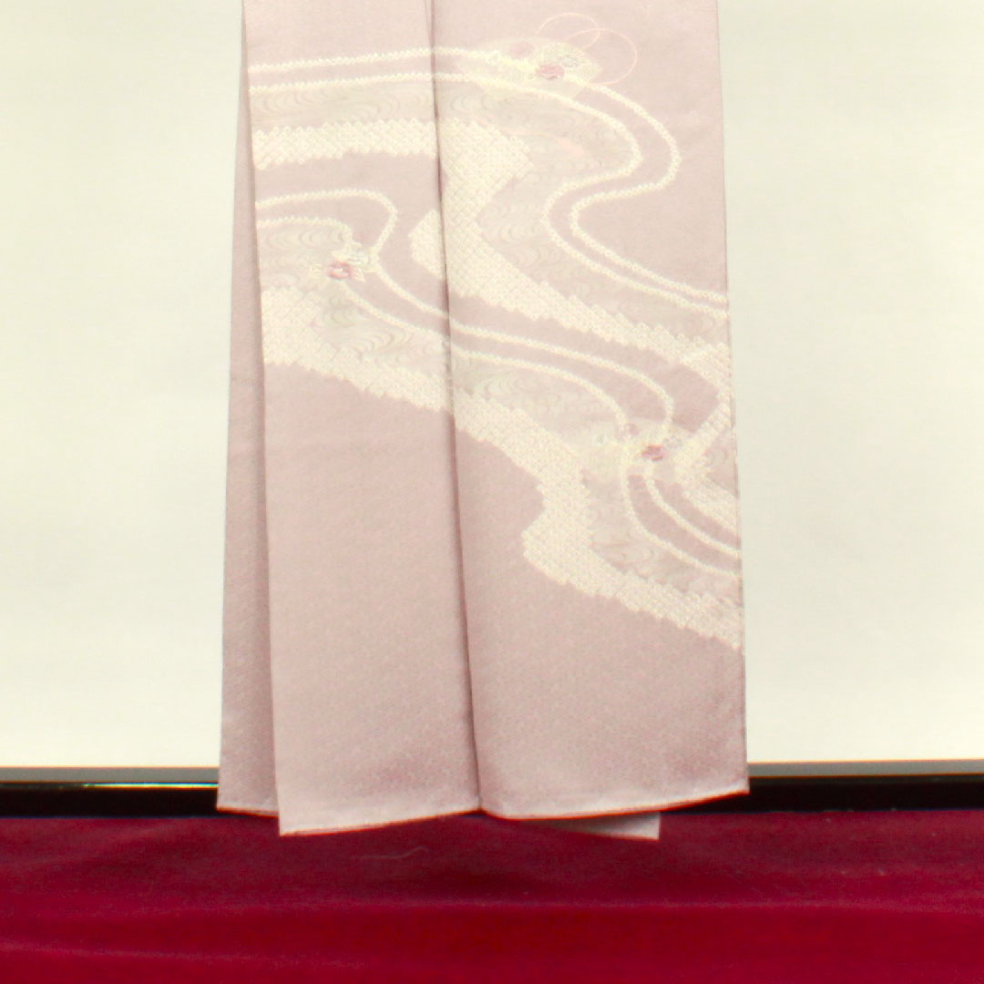 Homongi, lined, length 155cm, sleeve length 63cm, grape color, tie-dye, embroidery, running water, pure silk, A rank, purple, 1112002533320