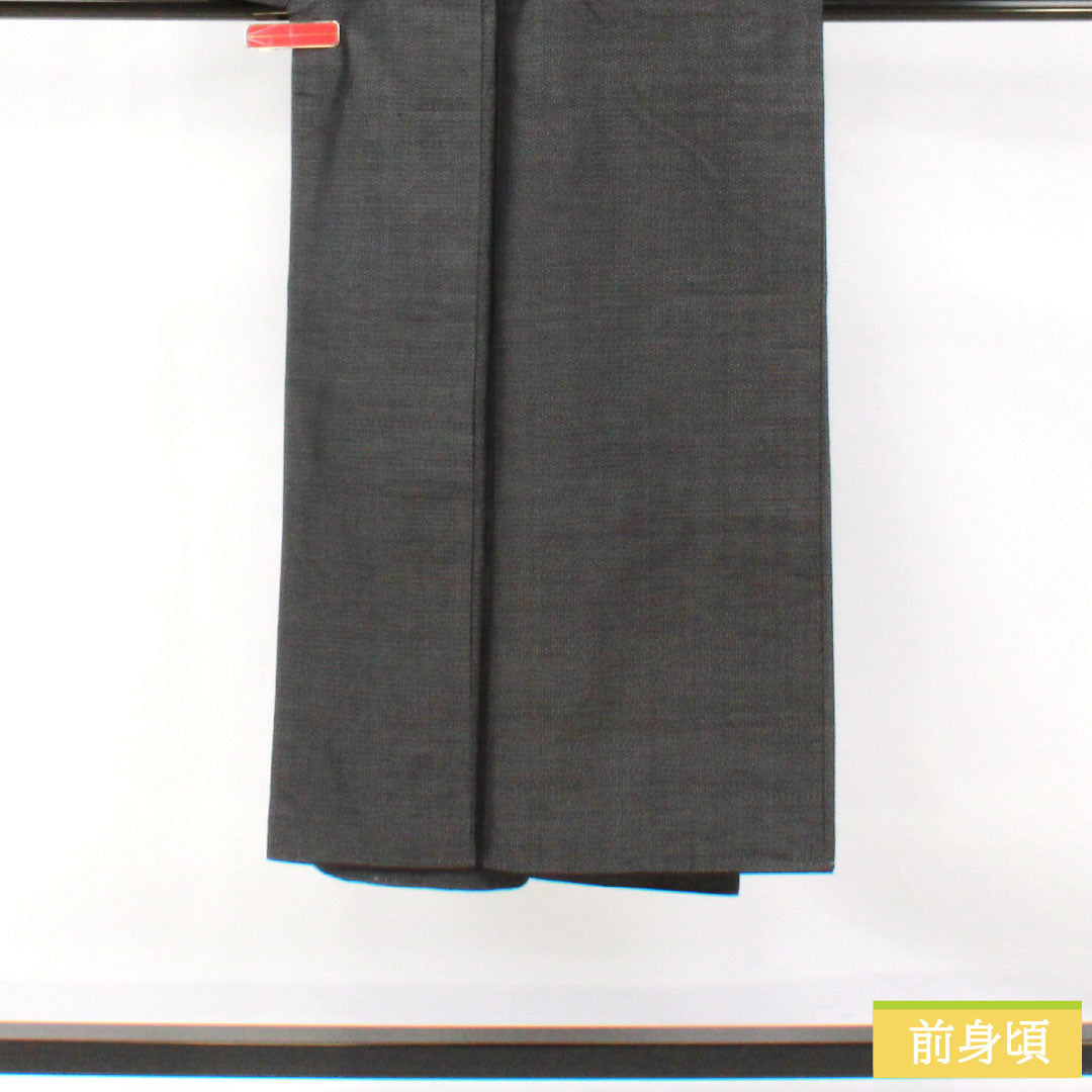 Men's Pure Silk A-Rank Kimono, Length 139cm, Sleeve Length 67.5cm, Oshima Tsumugi 100 Tortoiseshell Weave, Lined, Gray, with Basting Threads, Product Number: 1119001793322