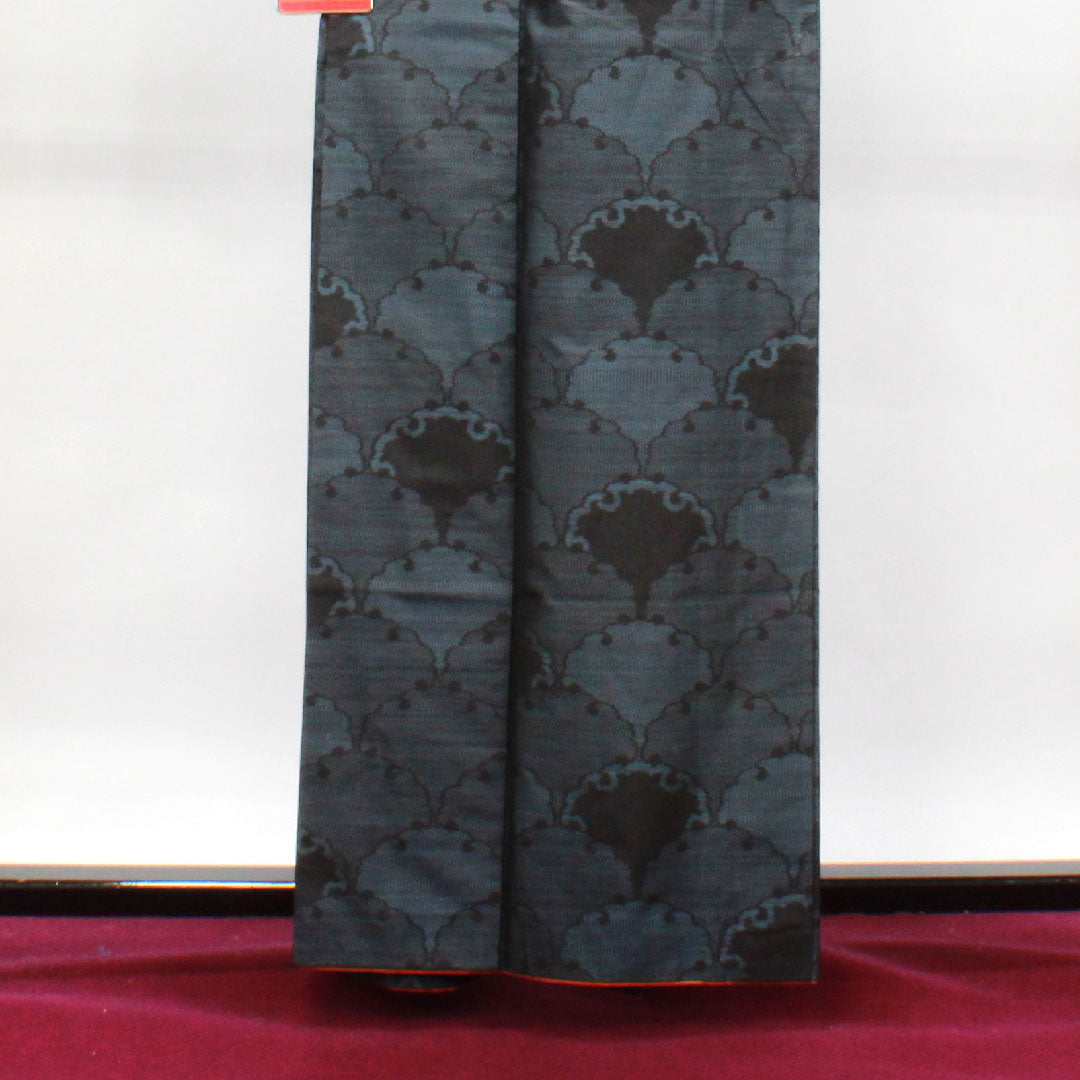 大島紬 身丈160.5cm 裄丈63.5cm 緯総絣 雪輪 正絹 Aランク 袷 紺系 1116002823418