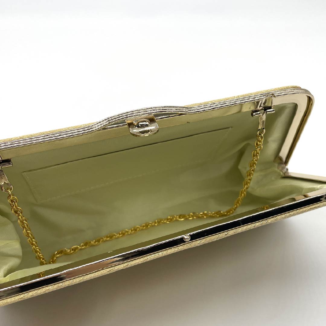 (Like New) Formal Zori and Bag Set, Grade A, 2-Way, Crane Design, Size M, Gold Finish, 1133000283321