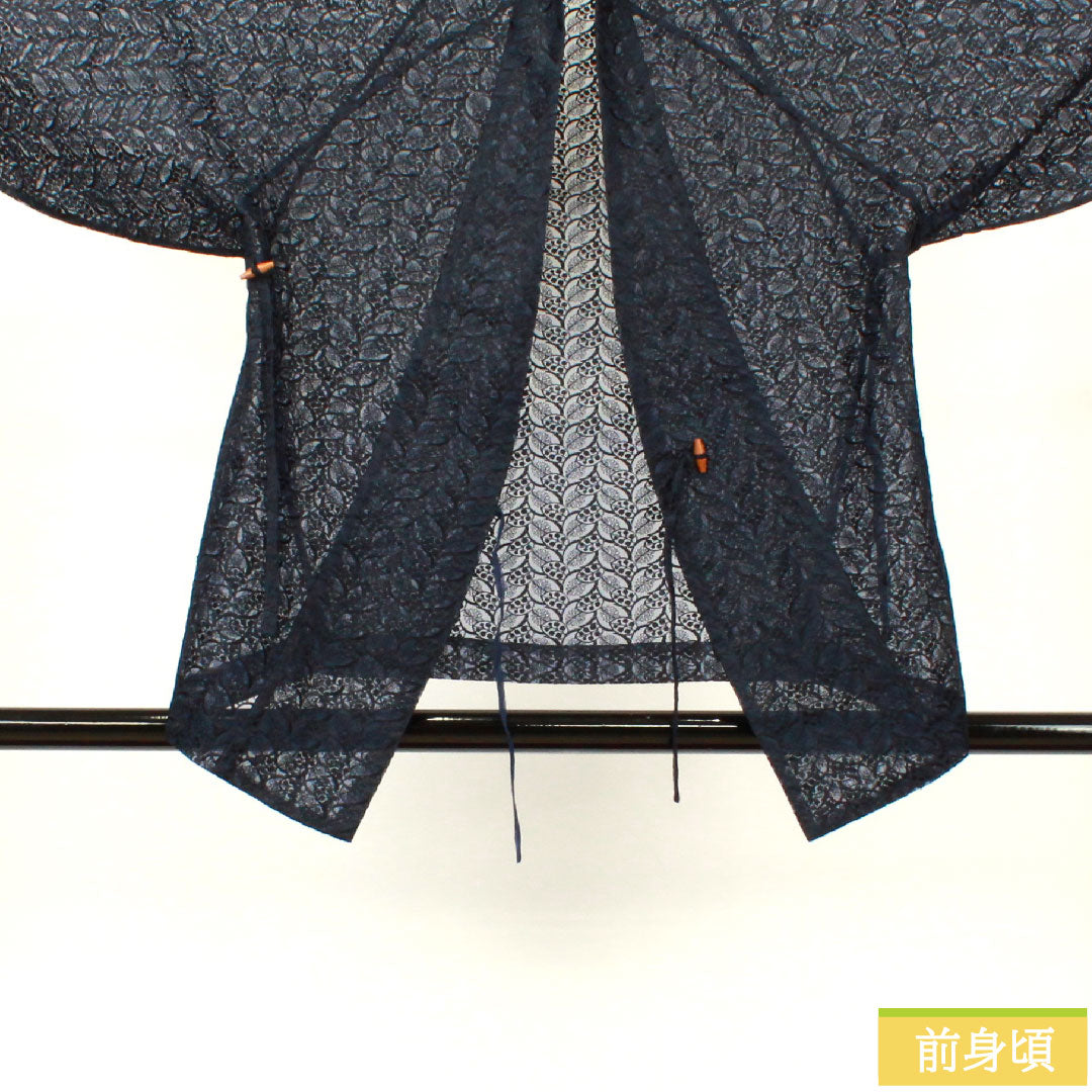 道中着 ポリエステル 身丈76.5cm 裄丈47.5cm 幾何学模様 スリーシーズン Sランク 単衣 黒系 1117000612910