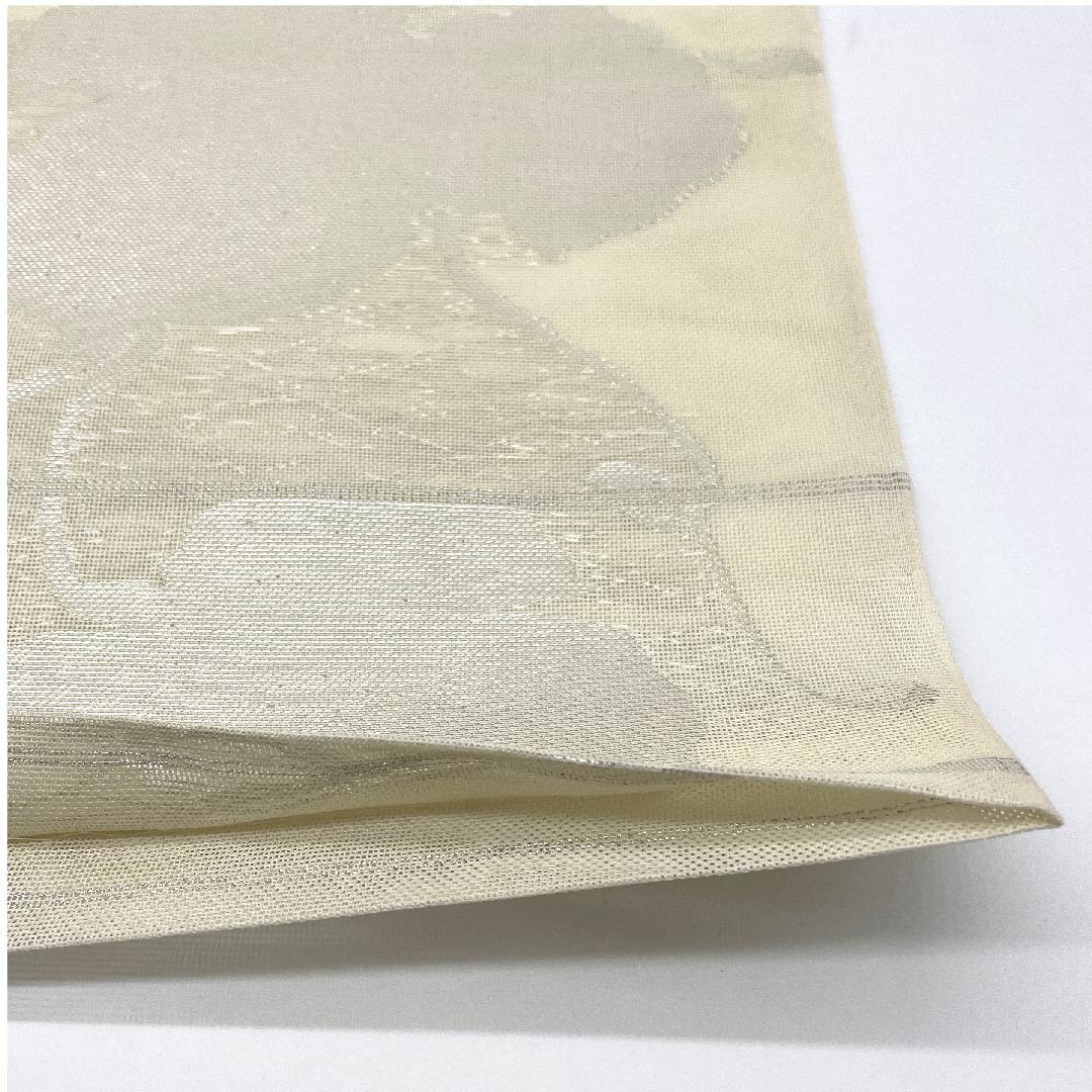 Nagoya obi, natural color, summer obi, gauze, foil, Kyoto bag obi, ivy leaf, obi length 366cm, pure silk, S rank, full length, semi-formal, cream color, 1124004092315, open style