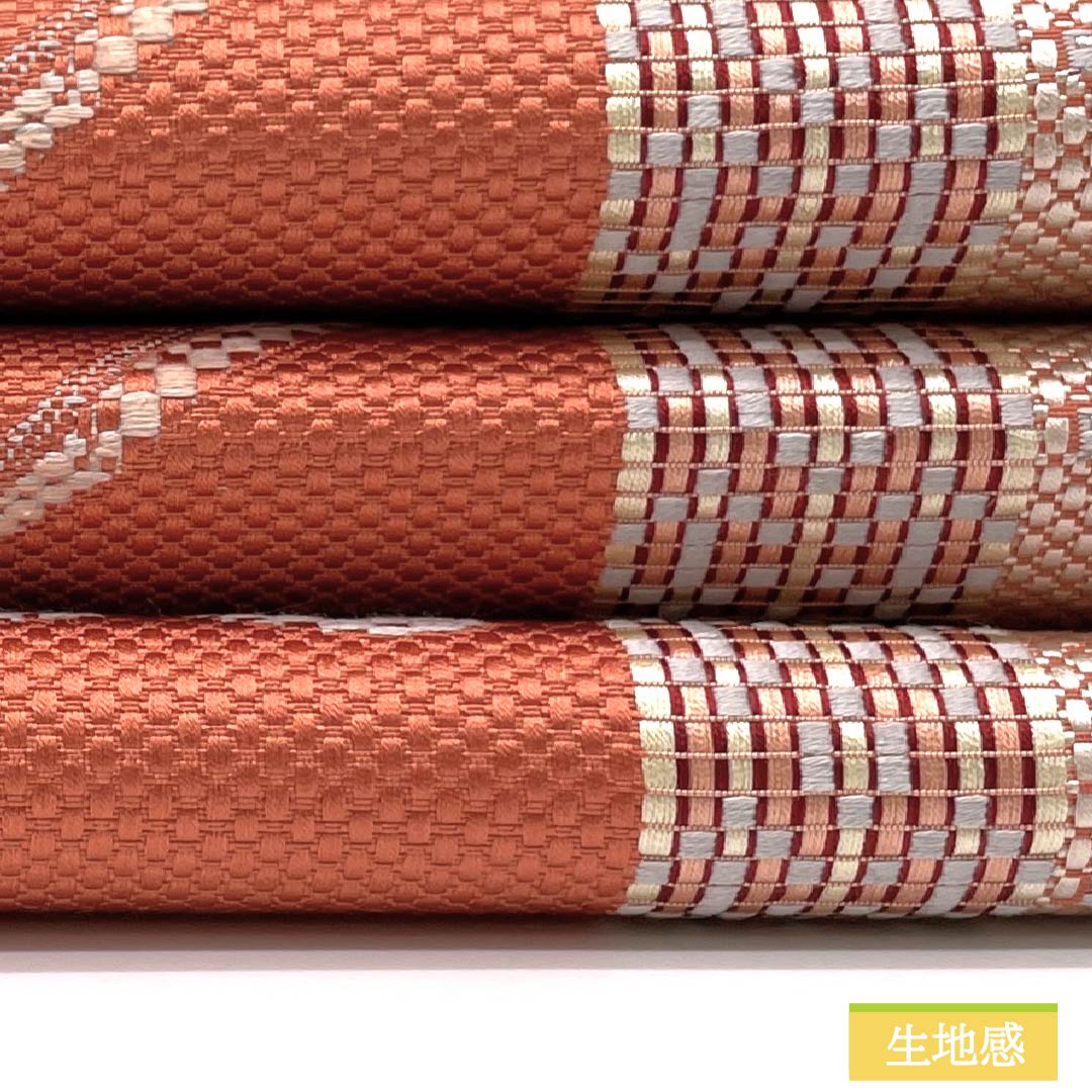 名古屋帯 正絹 Sランク 中紅色(なかべにいろ) エジプト風 帯丈361cm 六通 カジュアル 橙系 1124010772326 松葉仕立て