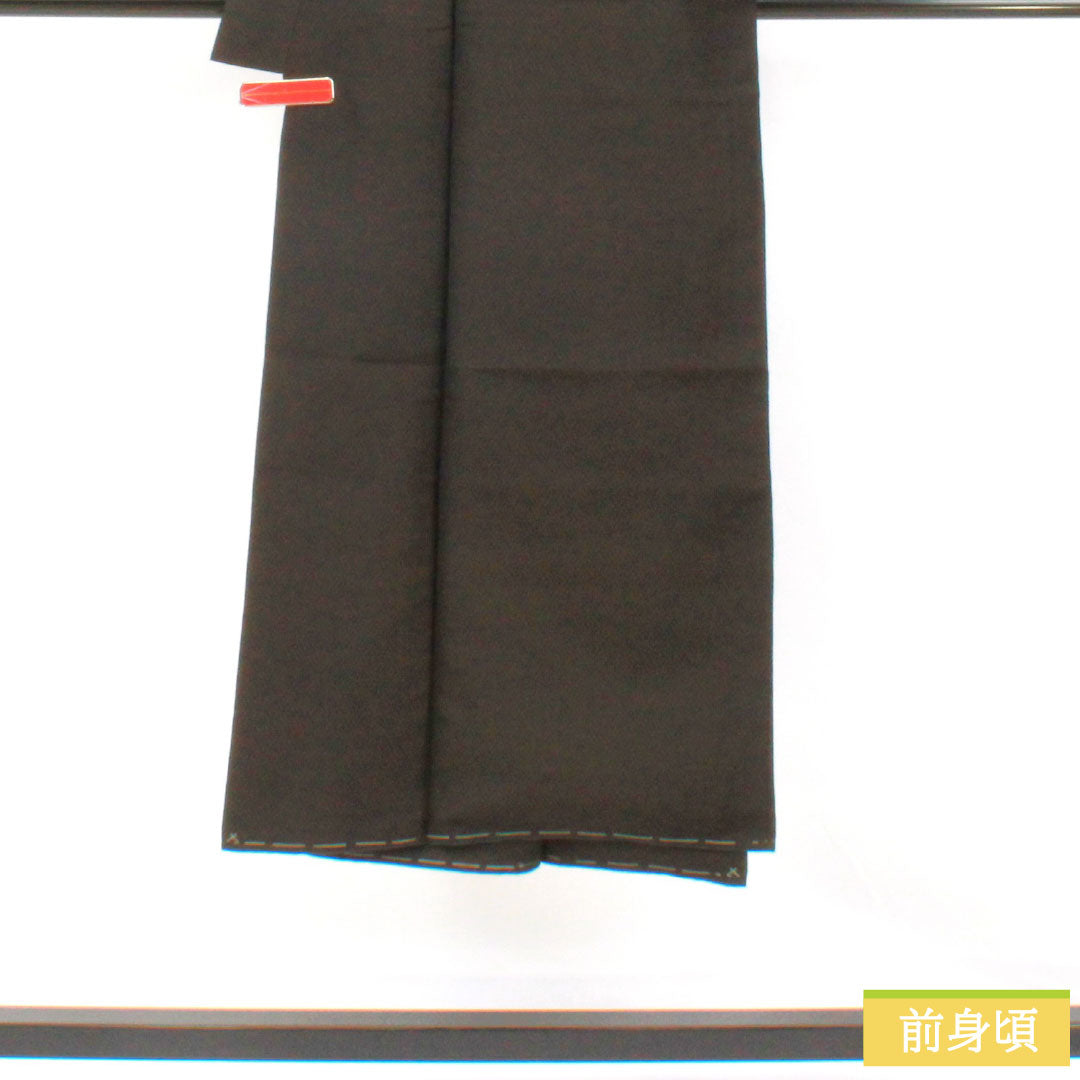 男物 正絹 Aランク 身丈139cm 裄丈66.5cm 涅色(くりいろ) しつけ糸付き 袷 茶系 1119001663314