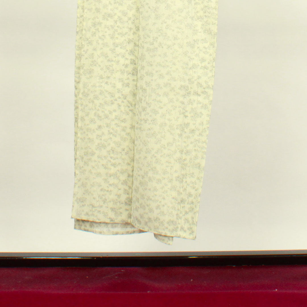 小千谷縮 身丈147cm 裄丈62cm 草花模様 麻 Sランク 夏物 クリーム系 1116002472115