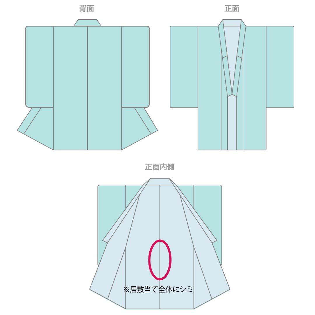 メンズ襦袢 ウール Aランク 身丈133cm 裄丈64cm 御召茶色(おめしちゃいろ) 雲取り 版 単衣 緑系 1140000813319