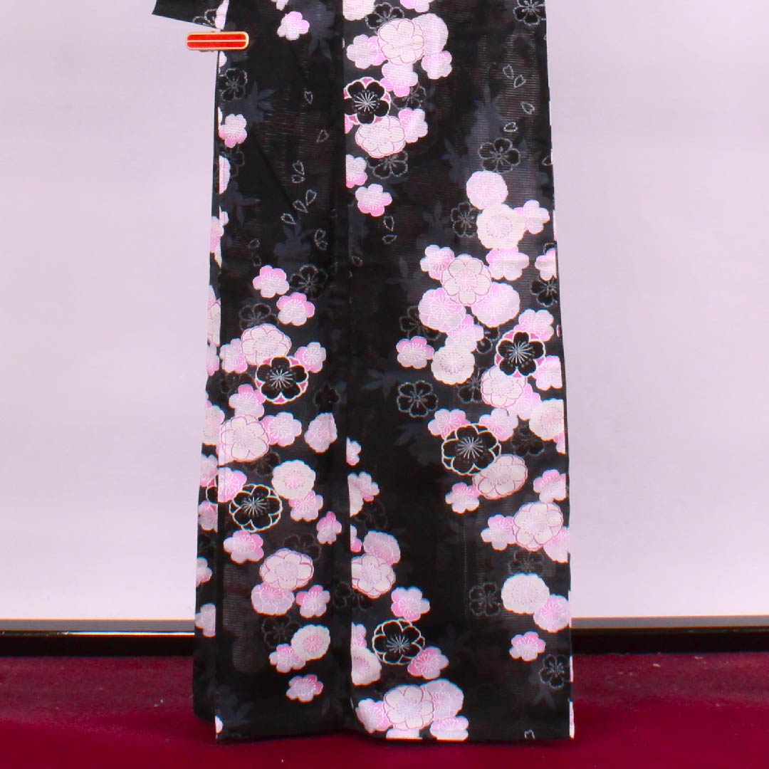 浴衣 黒色 桜 ラメ 木綿 Sランク 単衣 身丈165cm 裄丈65.5cm 黒系 1118004272510