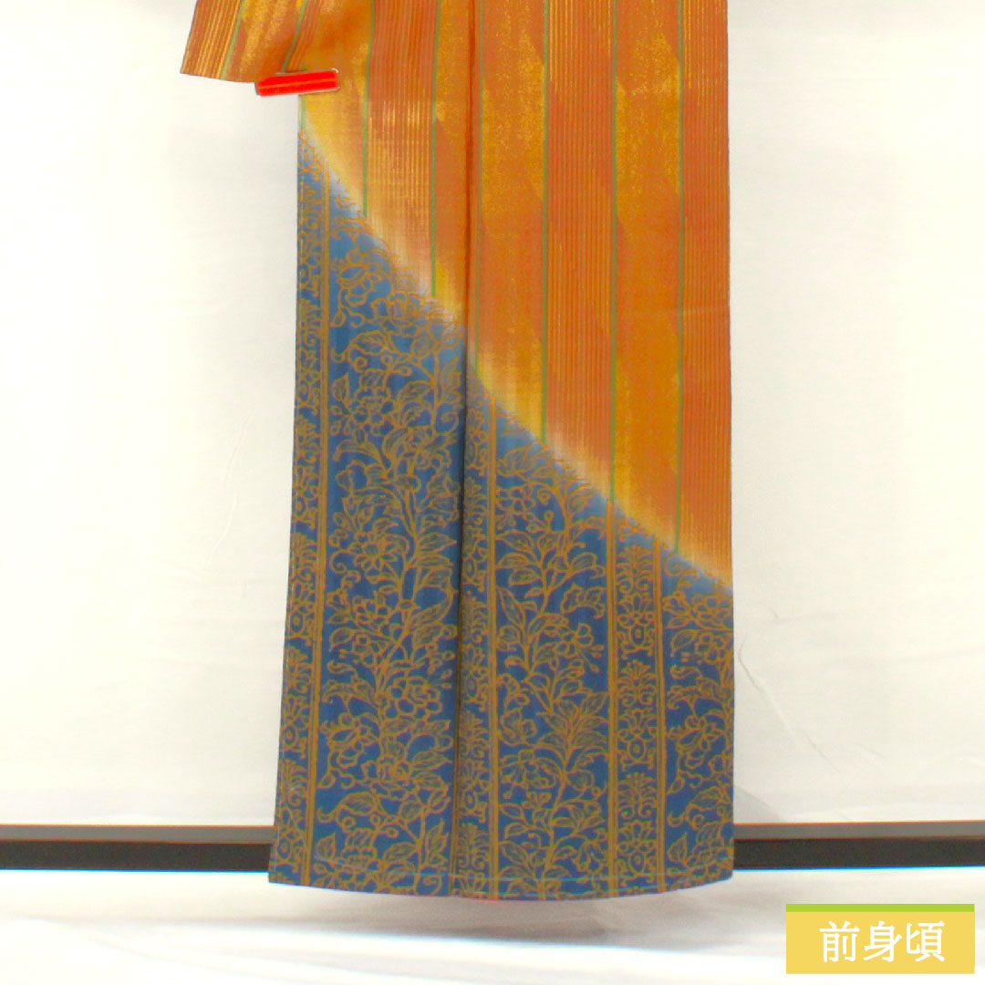 訪問着 正絹 袷 身丈157.5cm 裄丈63.5cm 抽象模様 東京ますいわ屋 しつけ糸付き 未使用品 Sランク グラデーション系 1112005072399